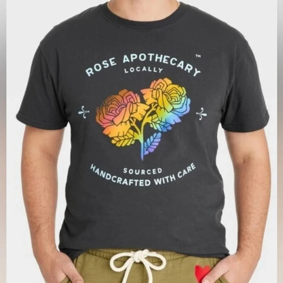 NWOT Schitts Creek Rose Apothecary Pride Graphic Crewneck T-shirt, Unisex XS. - Picture 1 of 6